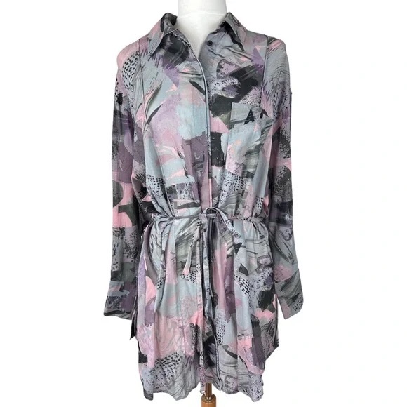 (New with Tags) IRO Cielo Abstract Print Shirt Dress - Picture 9 of 11